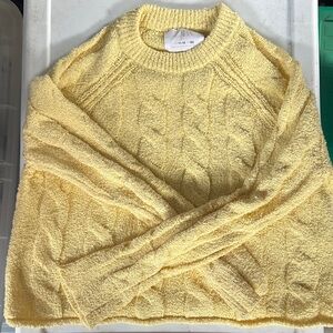 Zara Pale Yellow Cable-Knit Crewneck Sweater